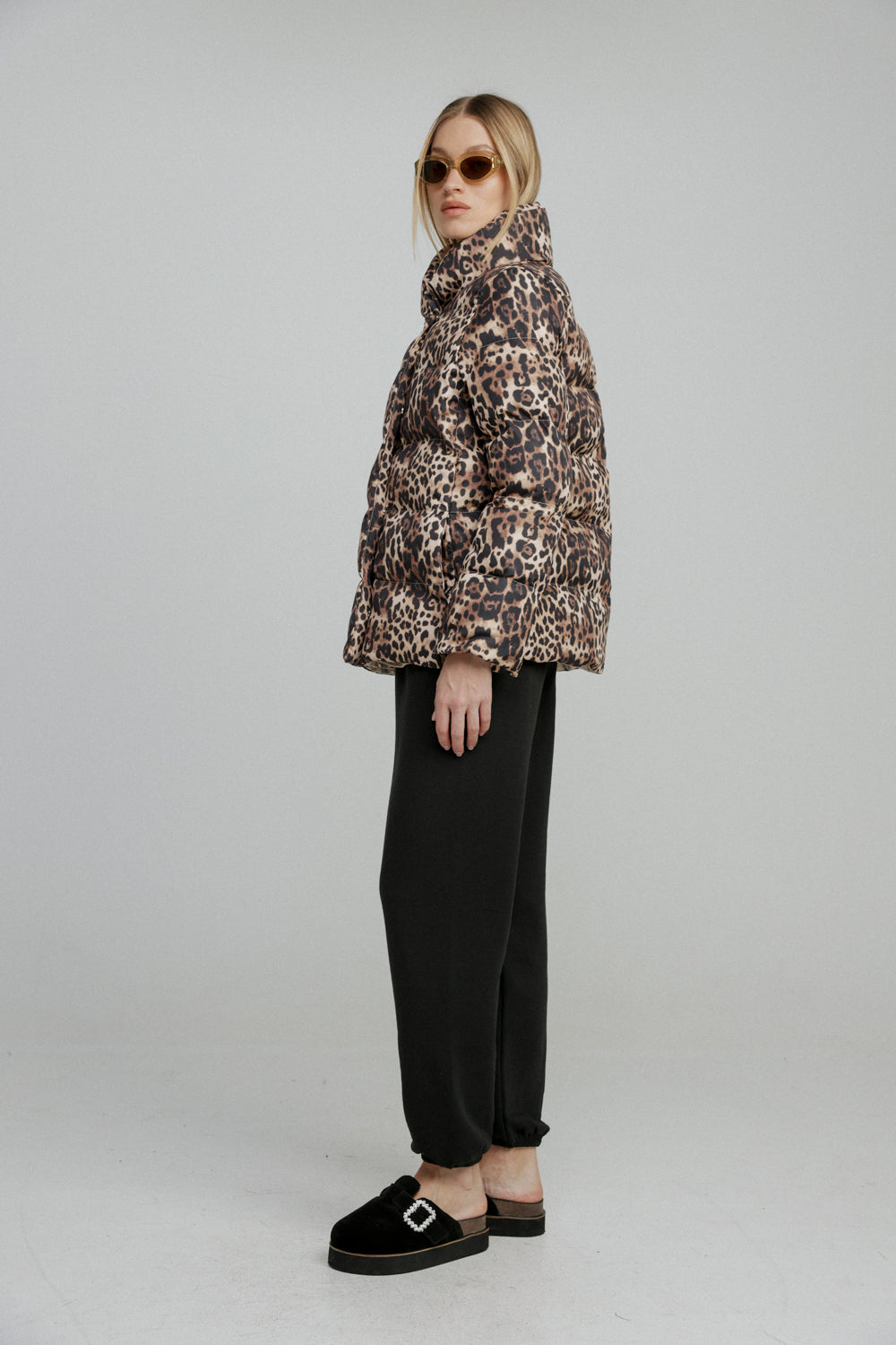 מעיל מנומר לאישה Quilted Leopard Coat