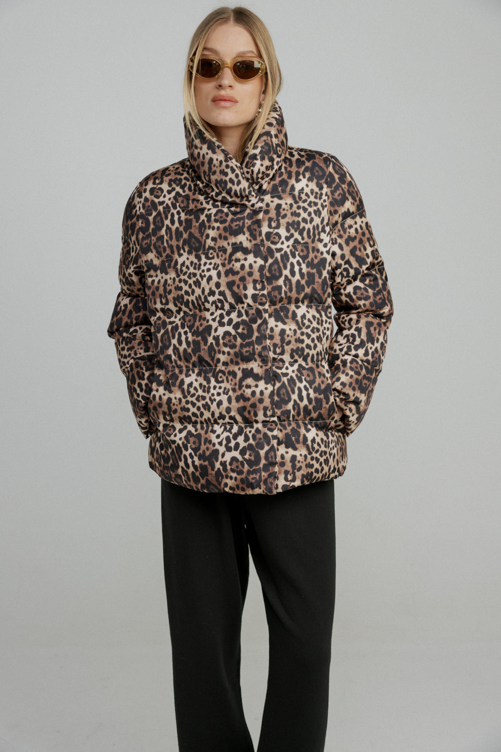 מעיל מנומר סיסטרז Quilted Leopard Coat