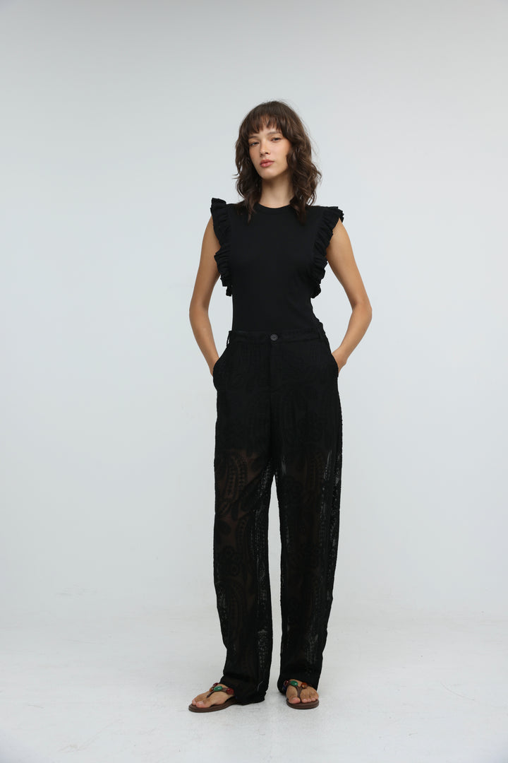 Flora Black Tank