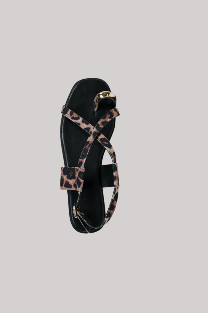 סנדלים מנומרות סוליה שטוחה DNA No.25 Leopard Sandals