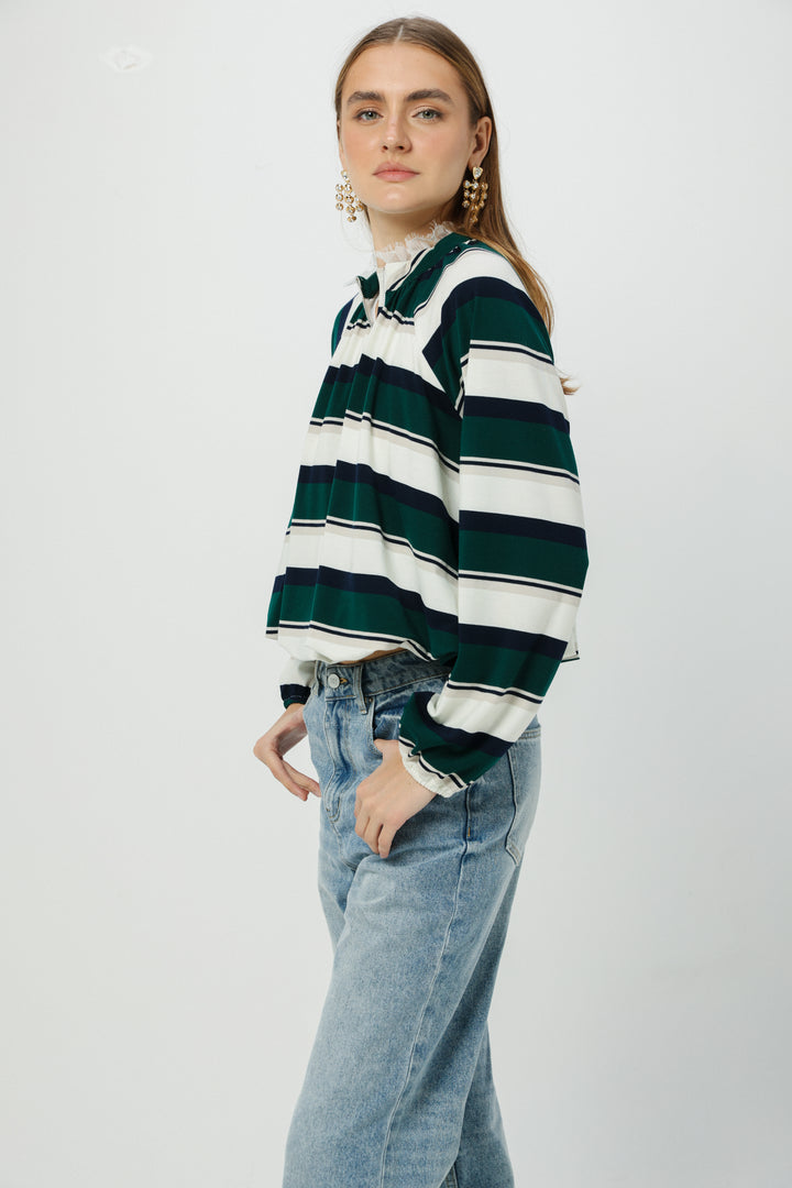 Eyes Green Striped Polo