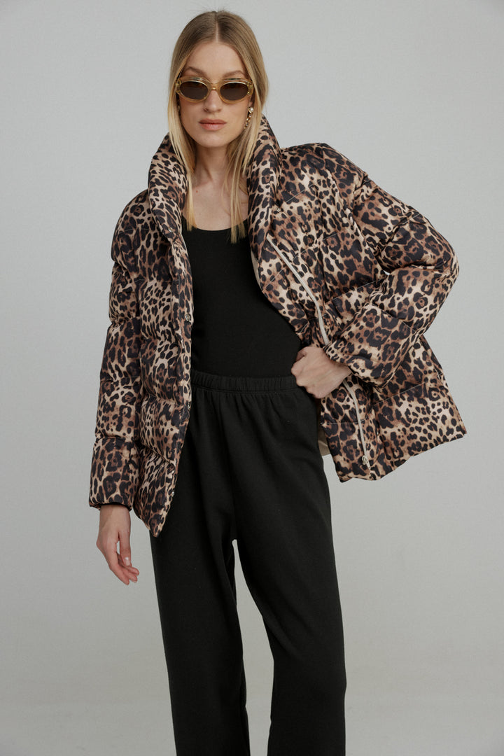 מעיל מנומר מרופד Quilted Leopard Coat