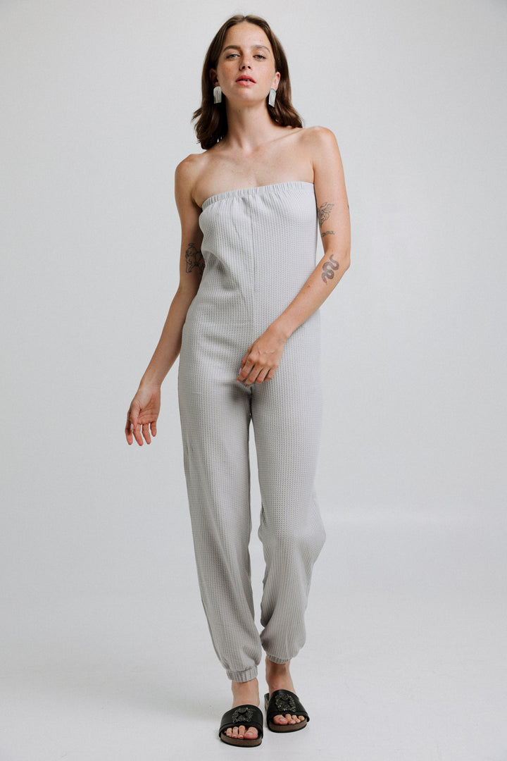 Trublle Grey Waffle Jumpsuit