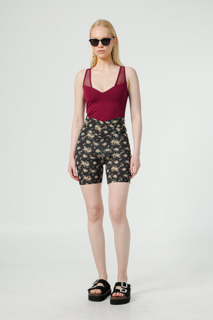 Dani Dark Floral Short Leggings