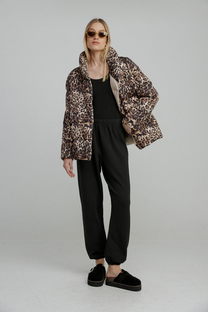  Quilted Leopard Coat מעיל מנומר 100% ניילון