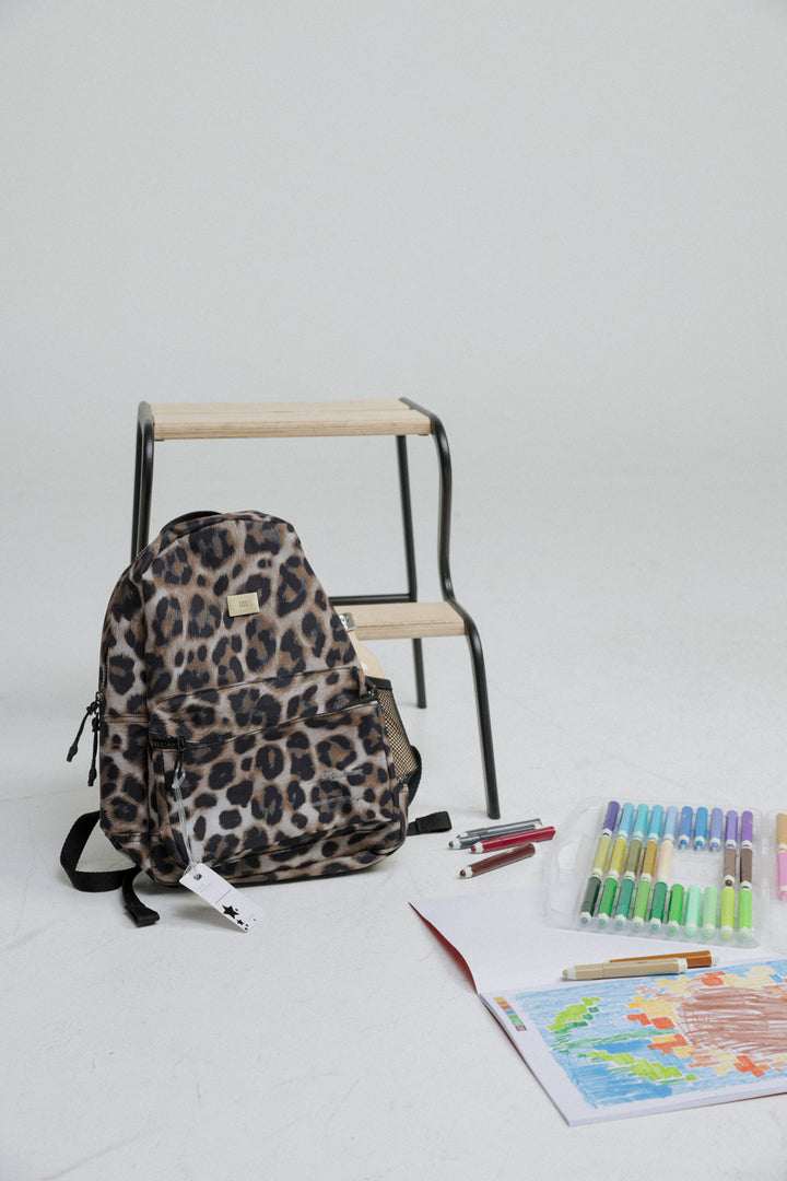 תיק מנומר עם תא ראשי מרווח לילדים Leopard Kids Backpack
