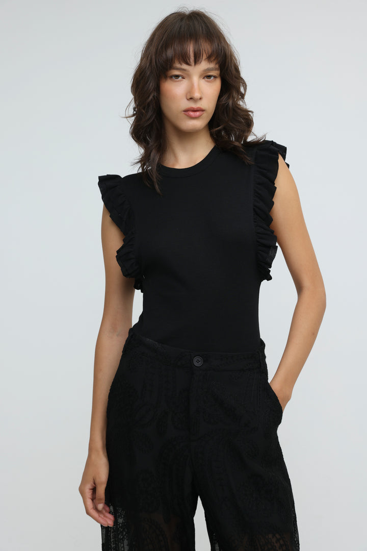 Flora Black Tank