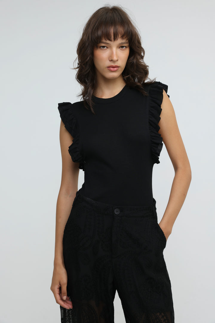 Flora Black Tank