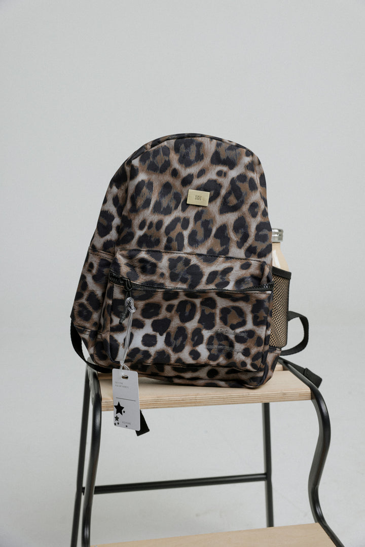 תיק מנומר לילדים עם כיס צדדי לבקבוק Leopard Kids Backpack