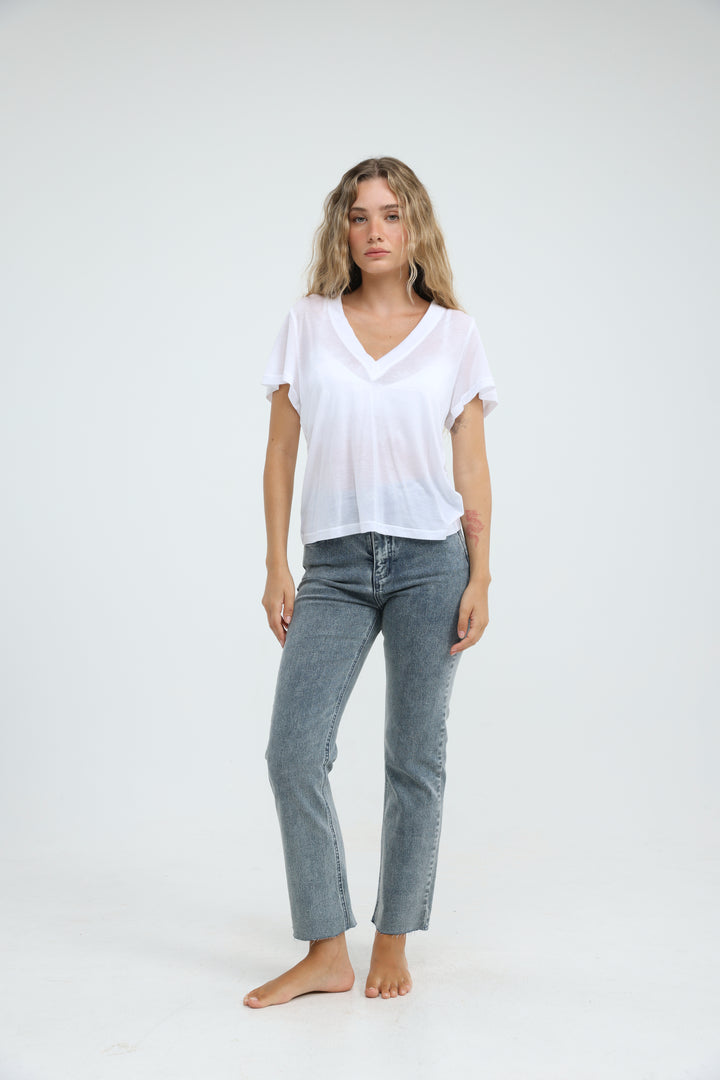 Clean45 White V T-Shirt