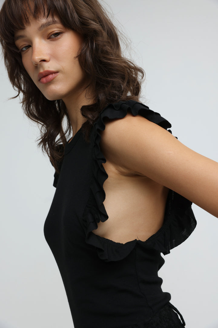 Flora Black Tank