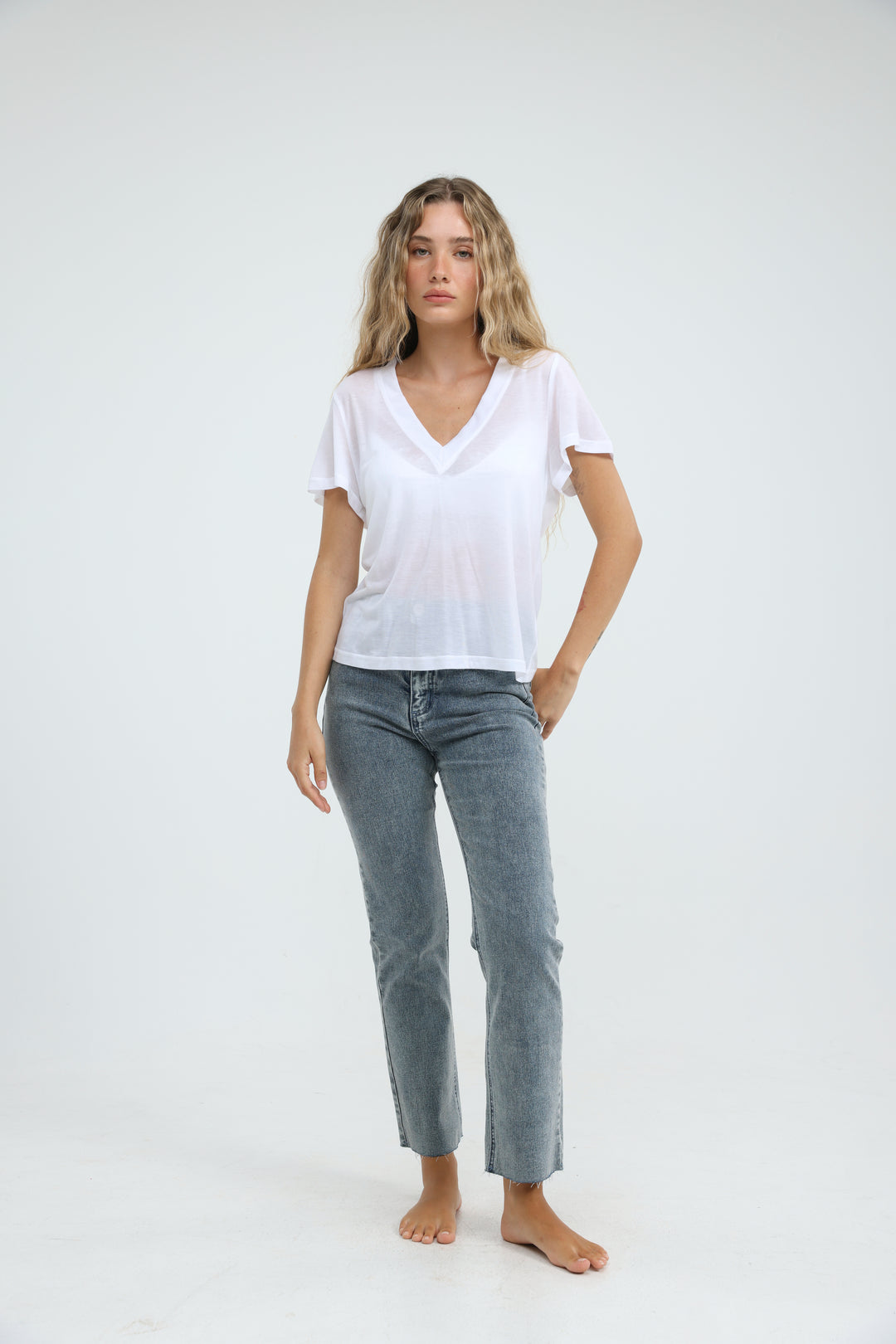 Clean45 White V T-Shirt