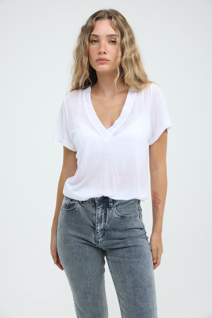 Clean45 White V T-Shirt
