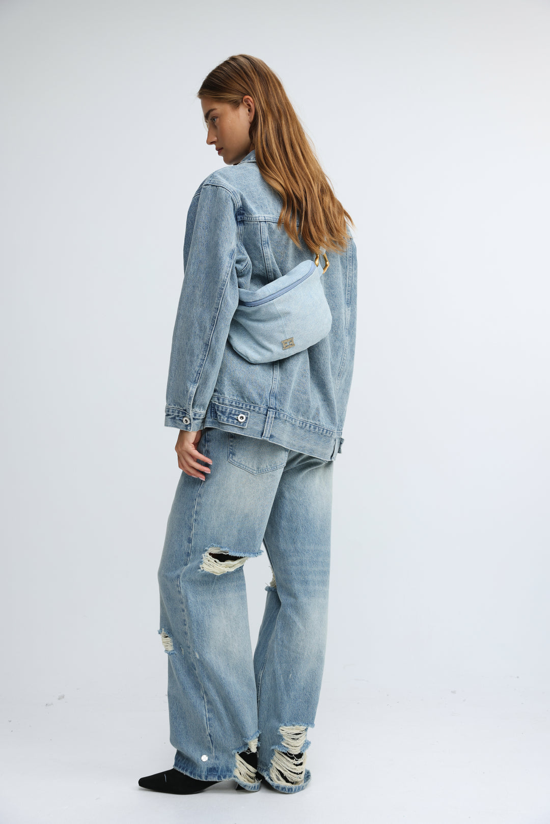 Heart Buckle Denim Belt Bag