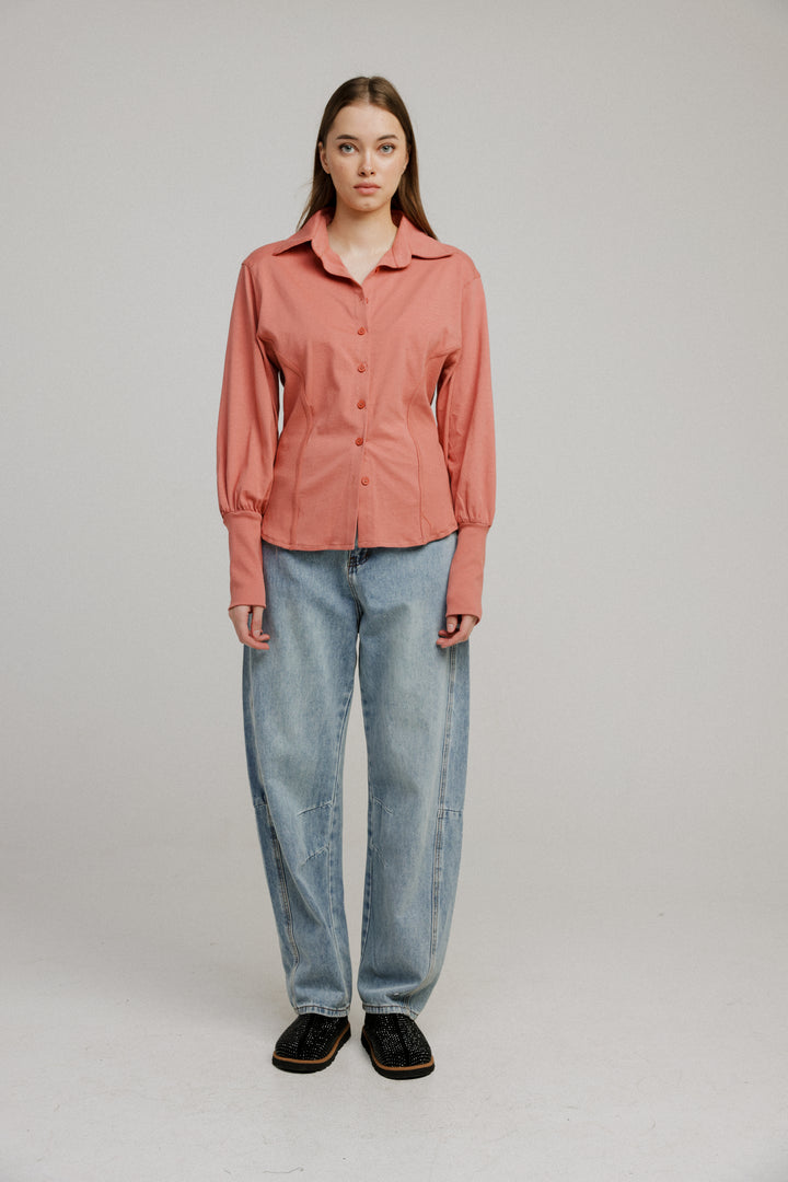 Decision Coral Buttoned  Shirt