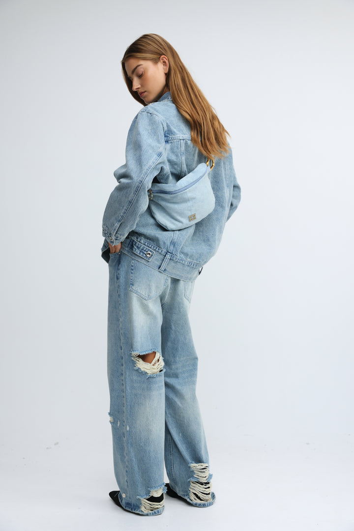 Heart Buckle Denim Belt Bag