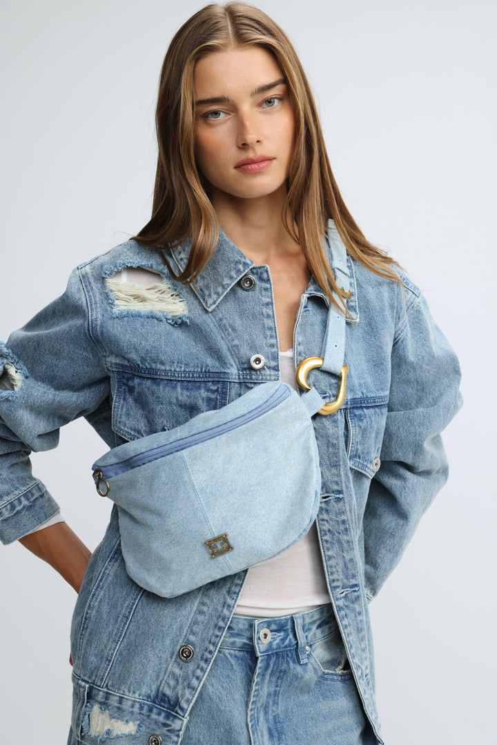 Heart Buckle Denim Belt Bag