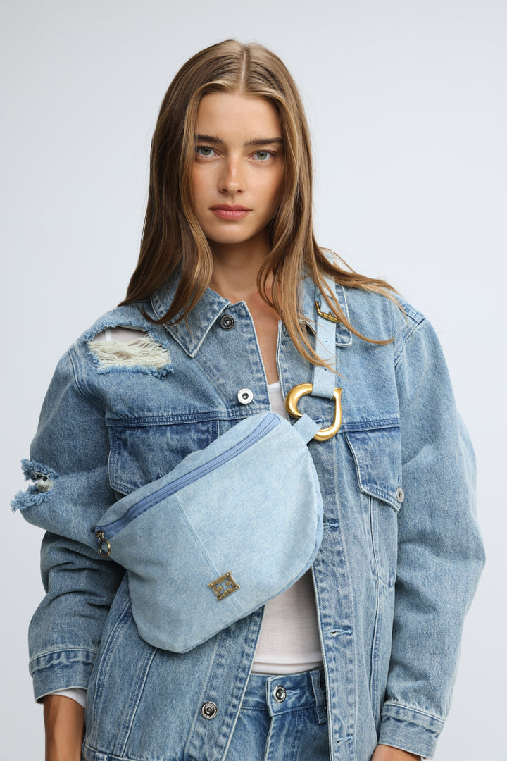 Heart Buckle Denim Belt Bag
