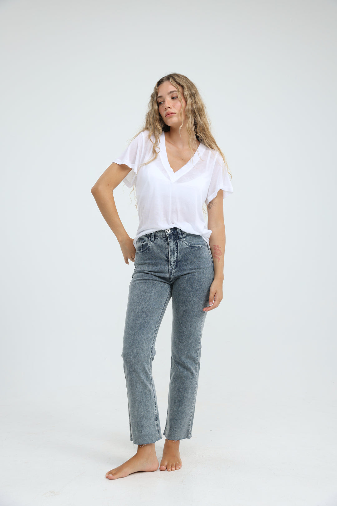 Clean45 White V T-Shirt