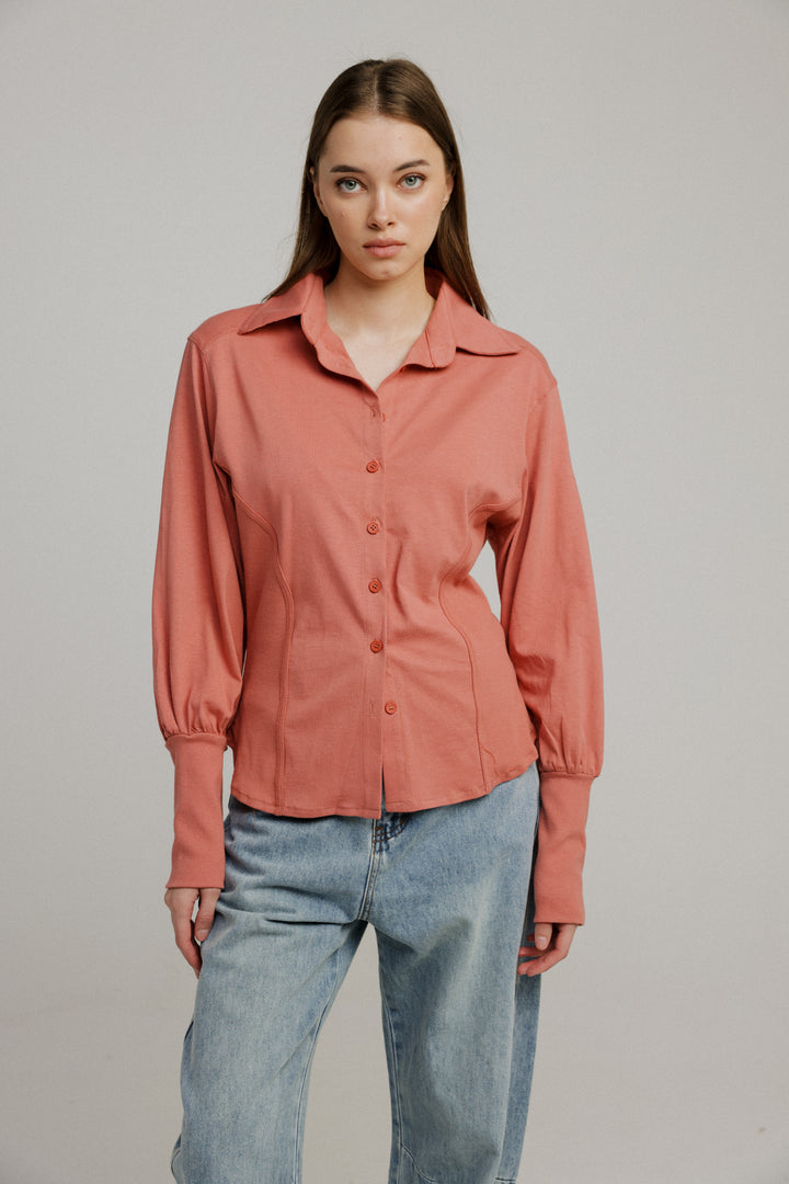 Decision Coral Buttoned  Shirt