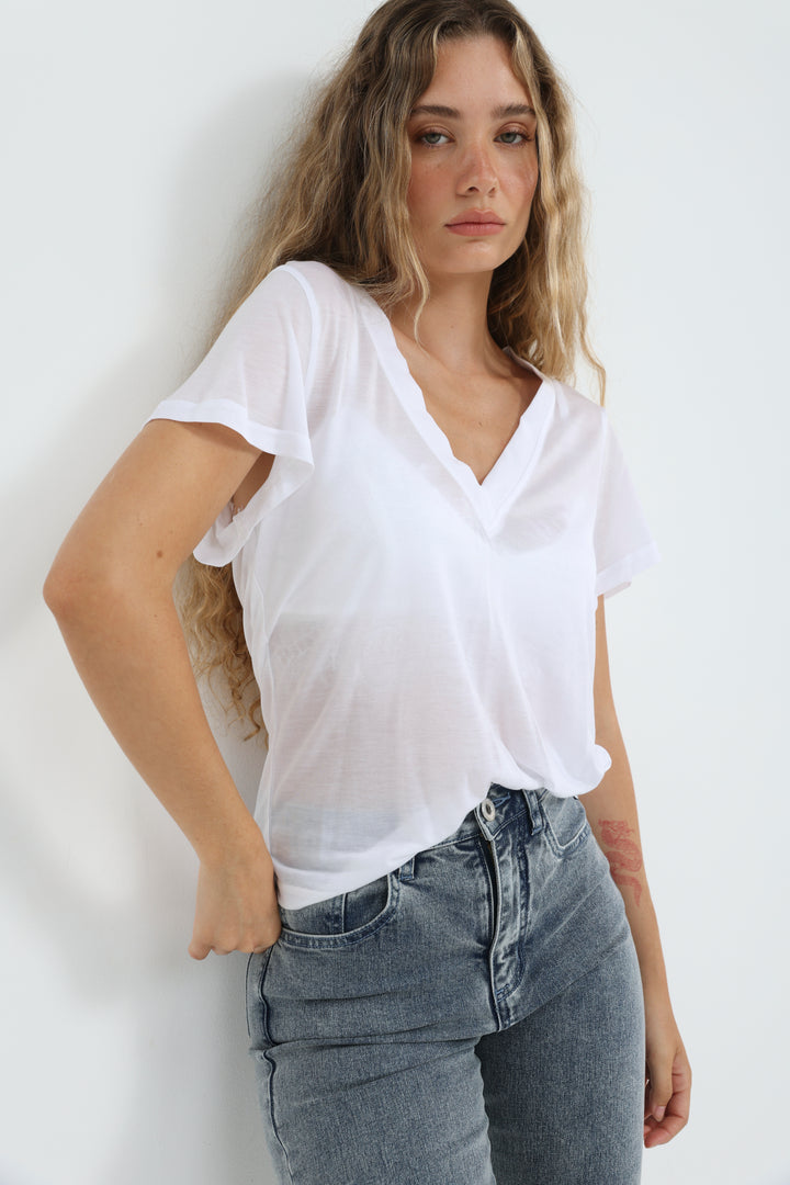 Clean45 White V T-Shirt
