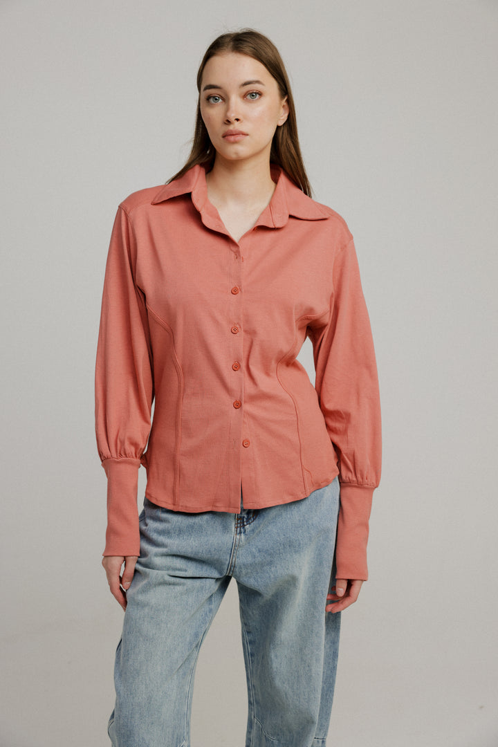 Decision Coral Buttoned  Shirt