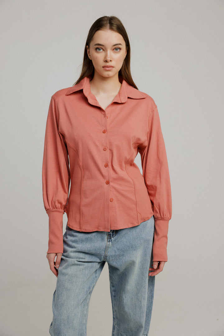 Decision Coral Buttoned  Shirt