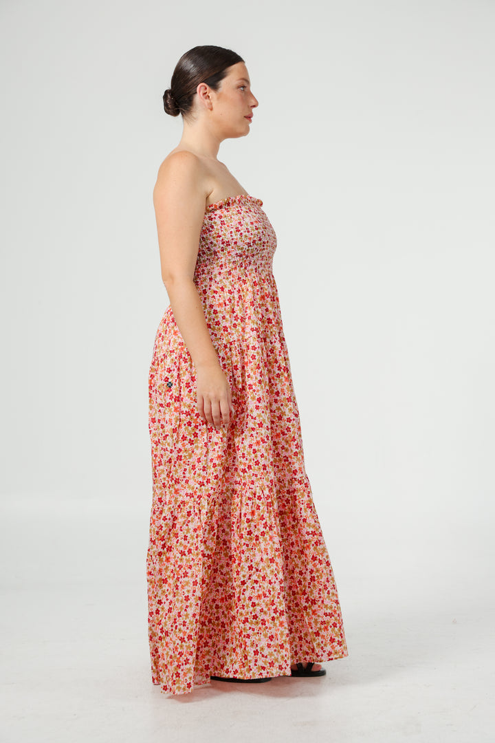 Centara Dark Floral Strapless Dress