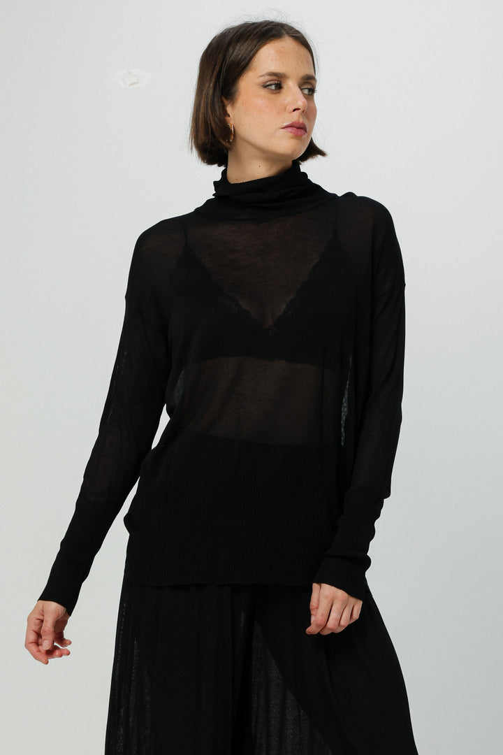 Moment Black High Neck Top