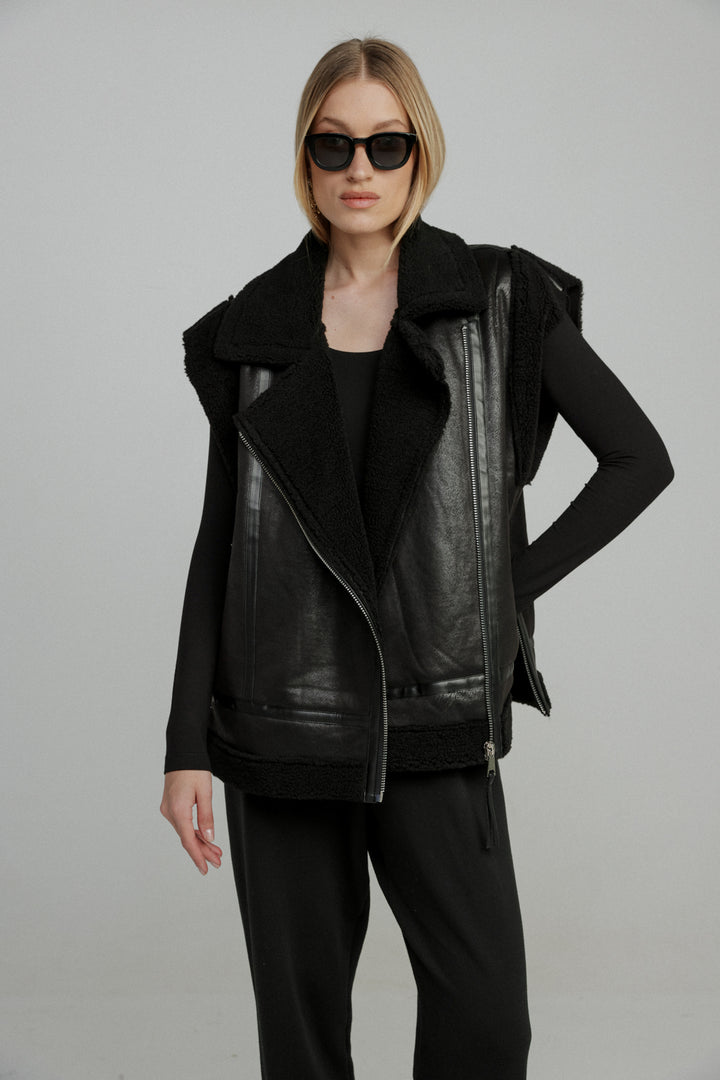 Faux Leather Black Vest