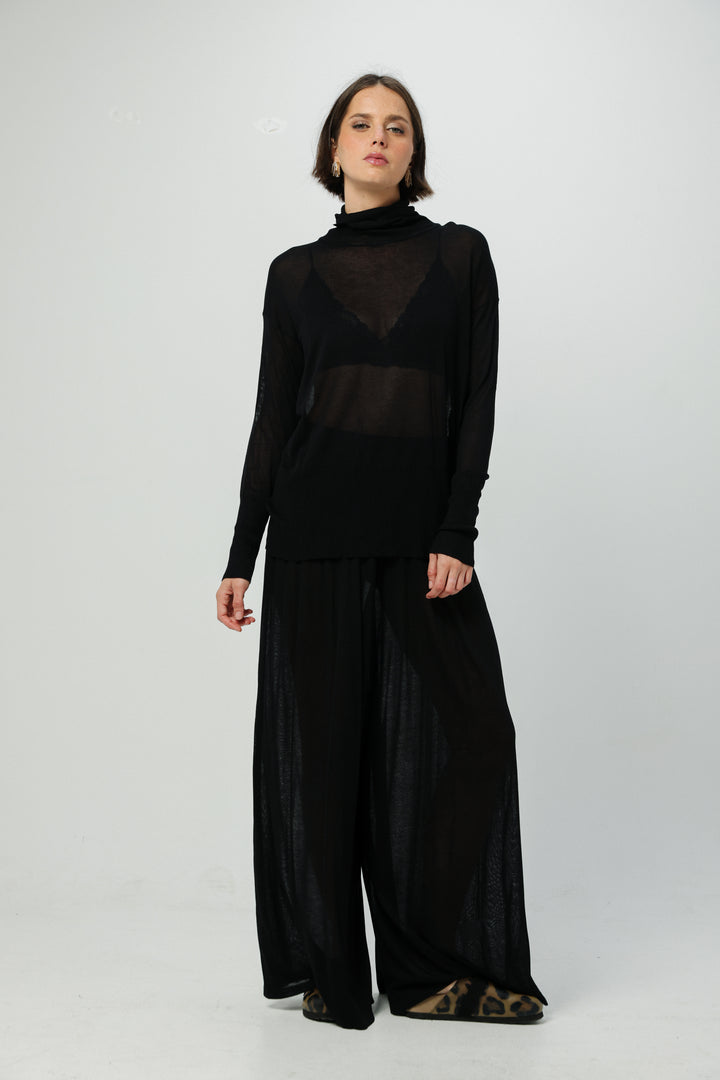 Moment Black Wide-Leg Bottoms