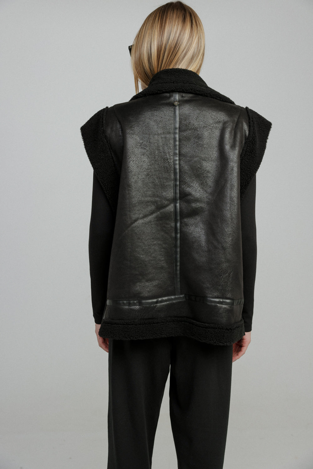 Faux Leather Black Vest