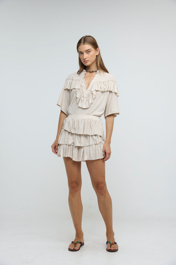 Sol Beige Mini Skirt