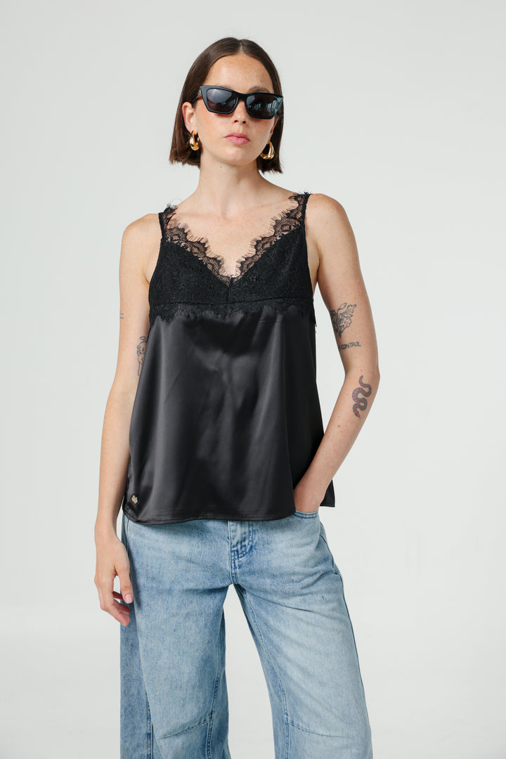 Lace Black Tank