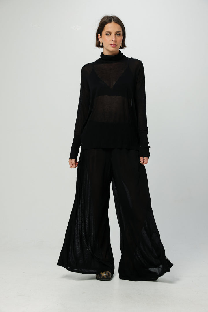 Moment Black Wide-Leg Bottoms