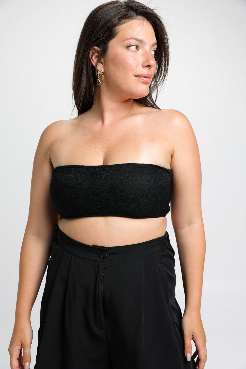 Strapless Black Lace Top