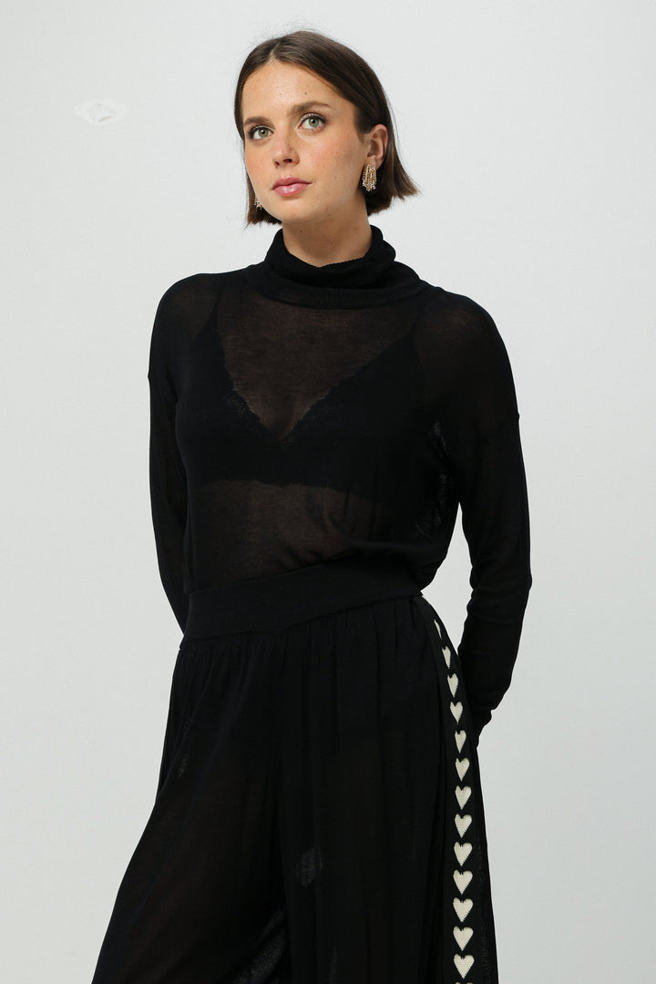 Moment Black High Neck Top