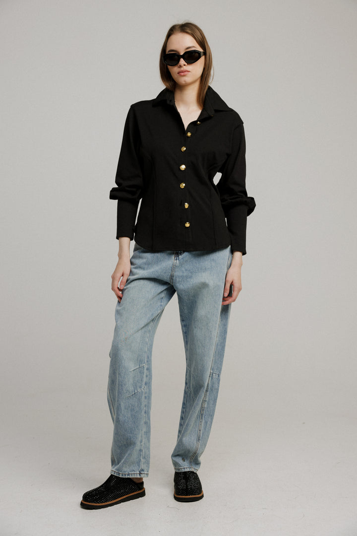 Decision Black Buttoned Shirt