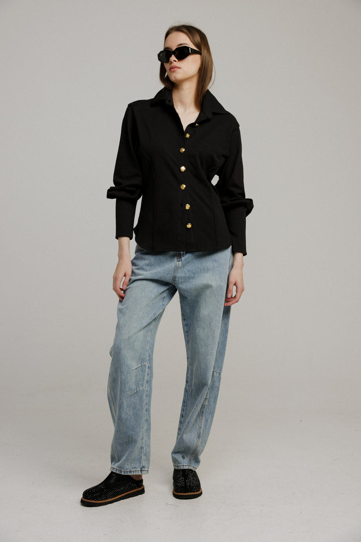 Decision Black Buttoned Shirt