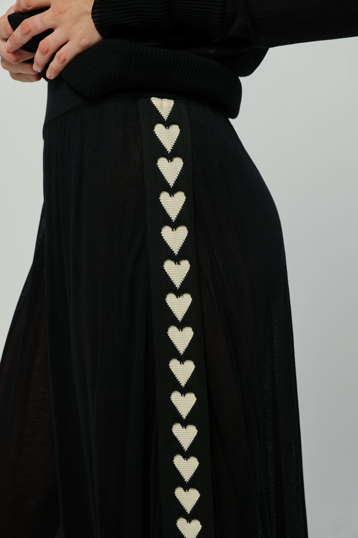 Moment Black/Hearts Wide-Leg Bottoms
