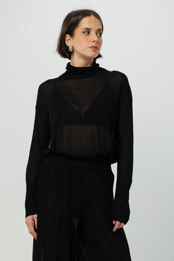 Moment Black High Neck Top