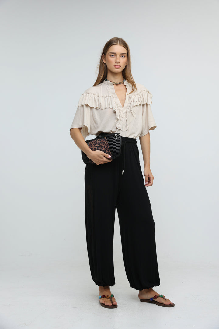 Pleated Leopard Belt Bag