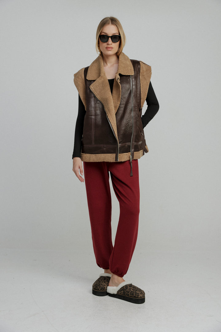 Faux Leather Brown Vest