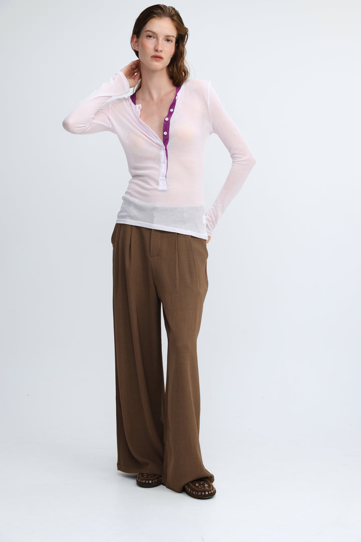 Wide Leg Tailored Brown Bottoms