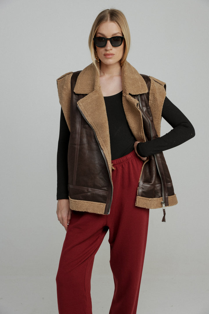 Faux Leather Brown Vest