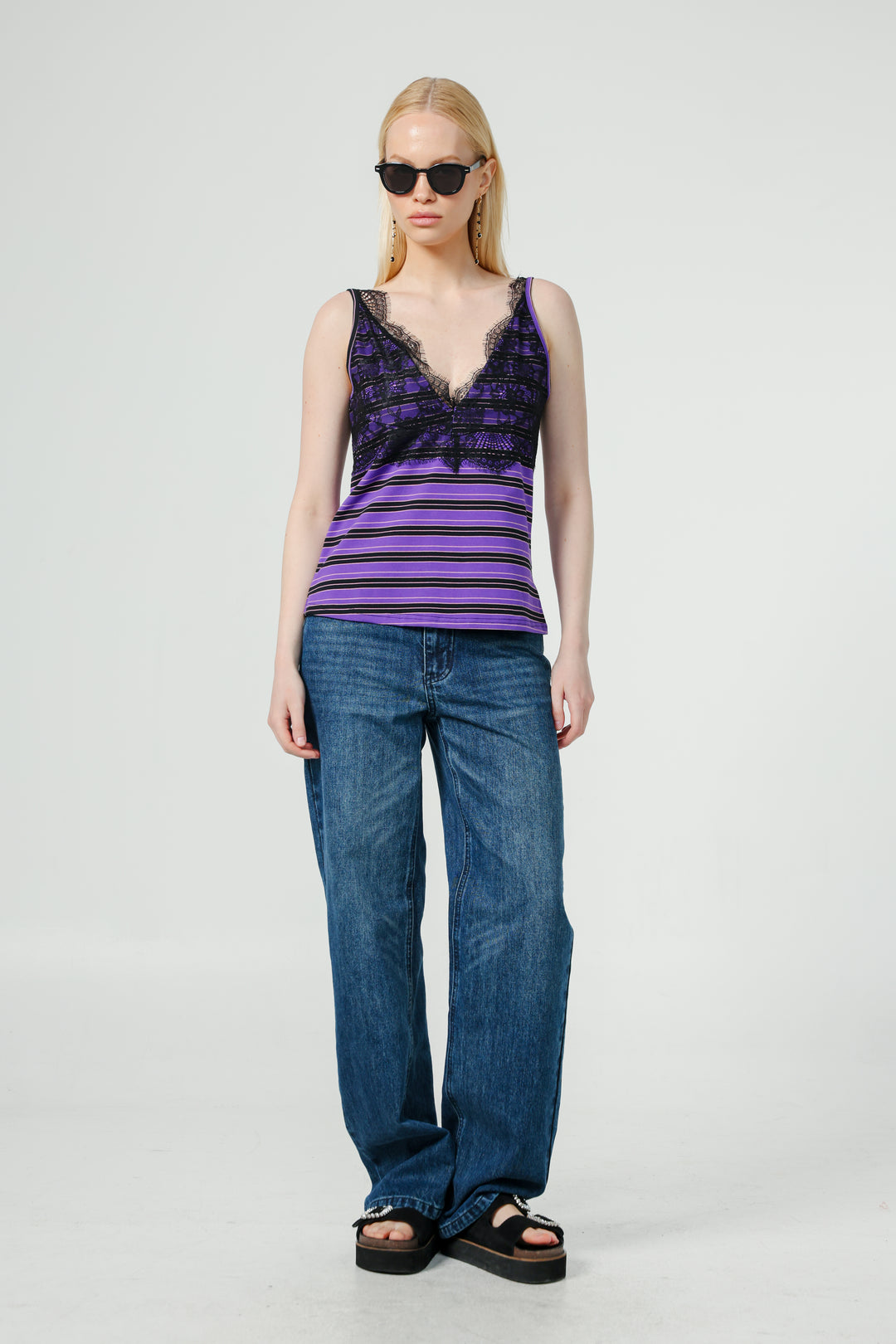 Airy Purple Lace Tank