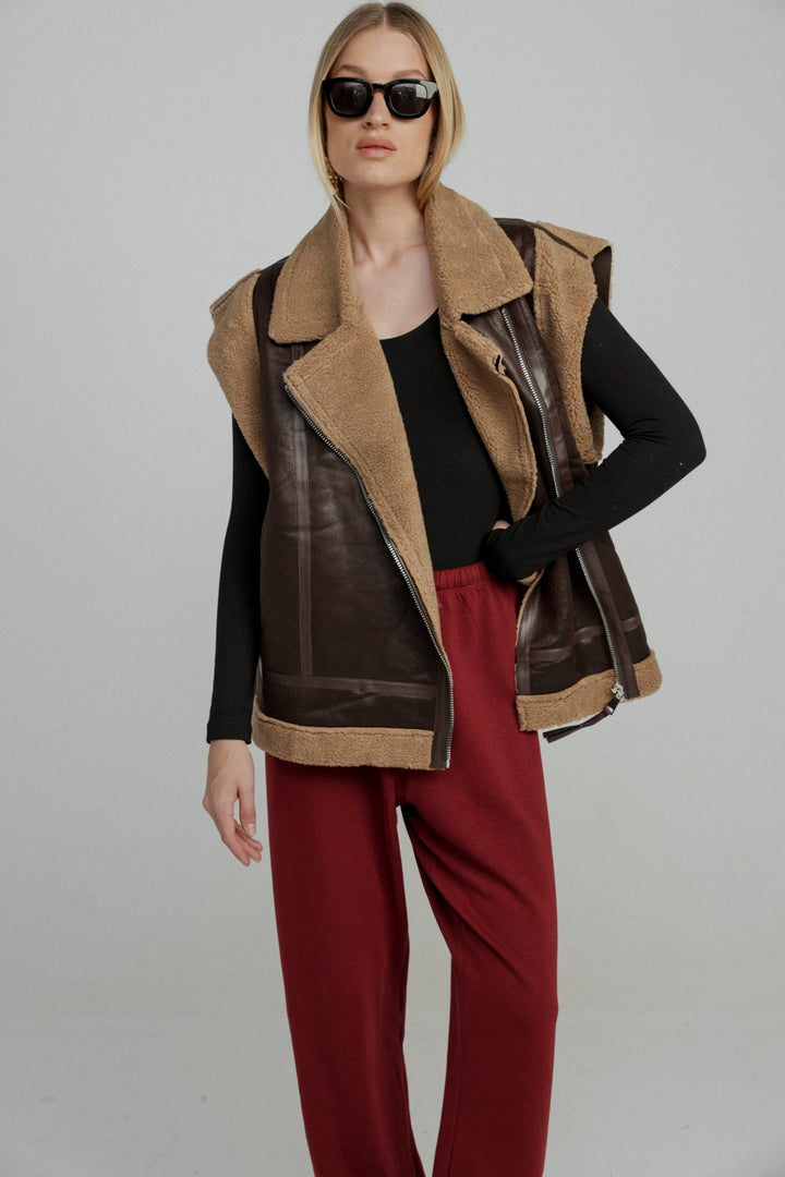 Faux Leather Brown Vest