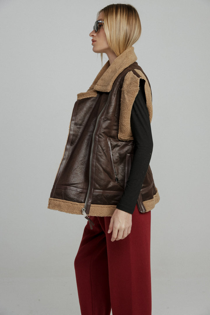 Faux Leather Brown Vest