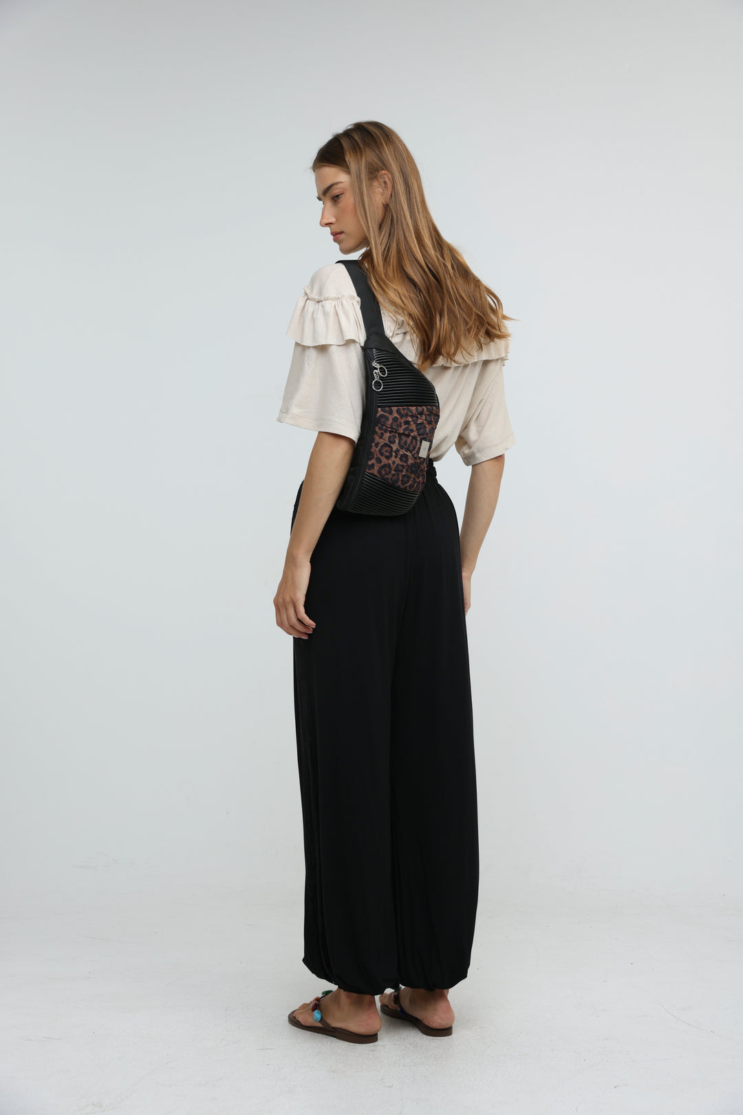 Pleated Leopard Belt Bag
