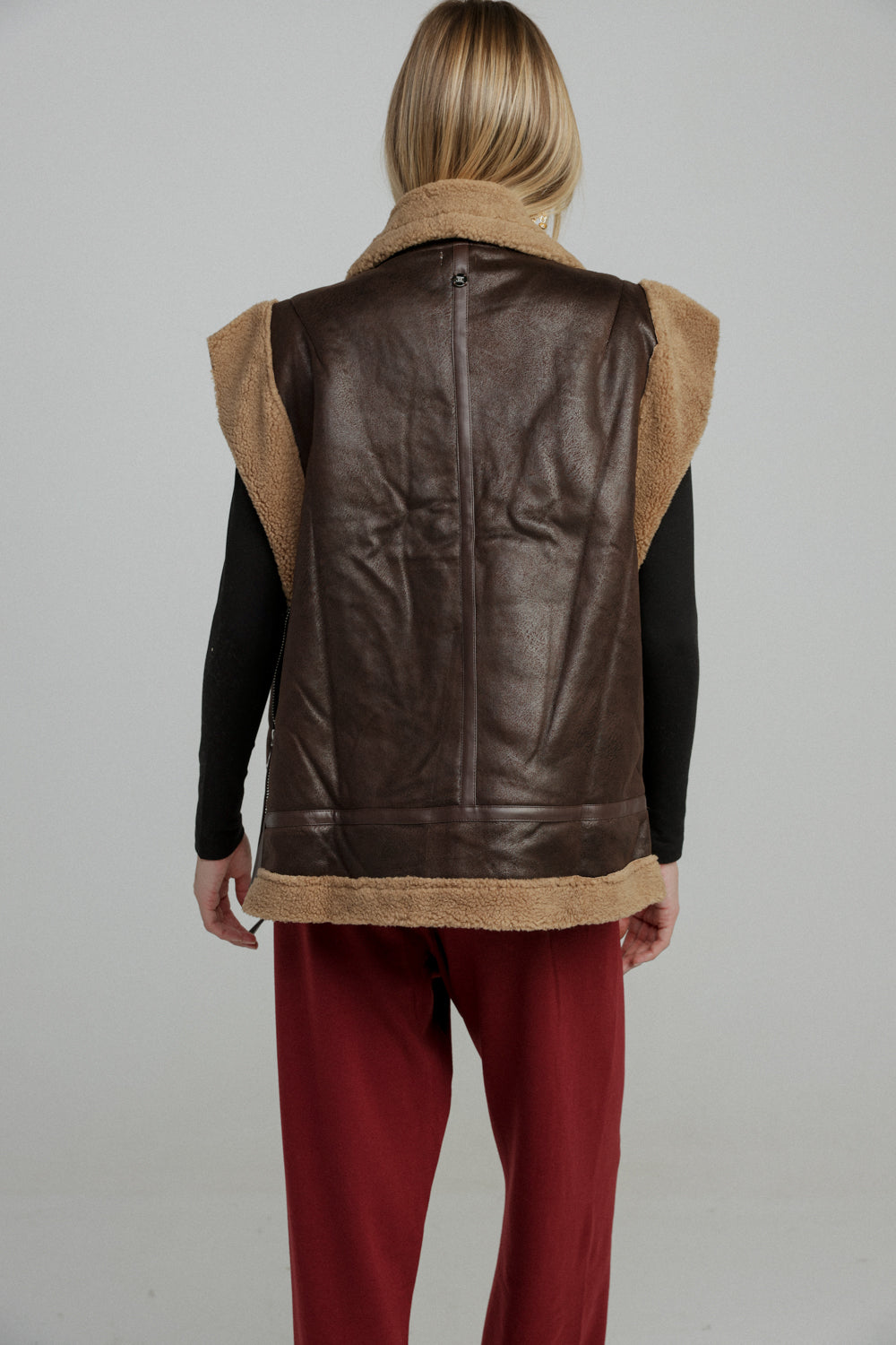 Faux Leather Brown Vest